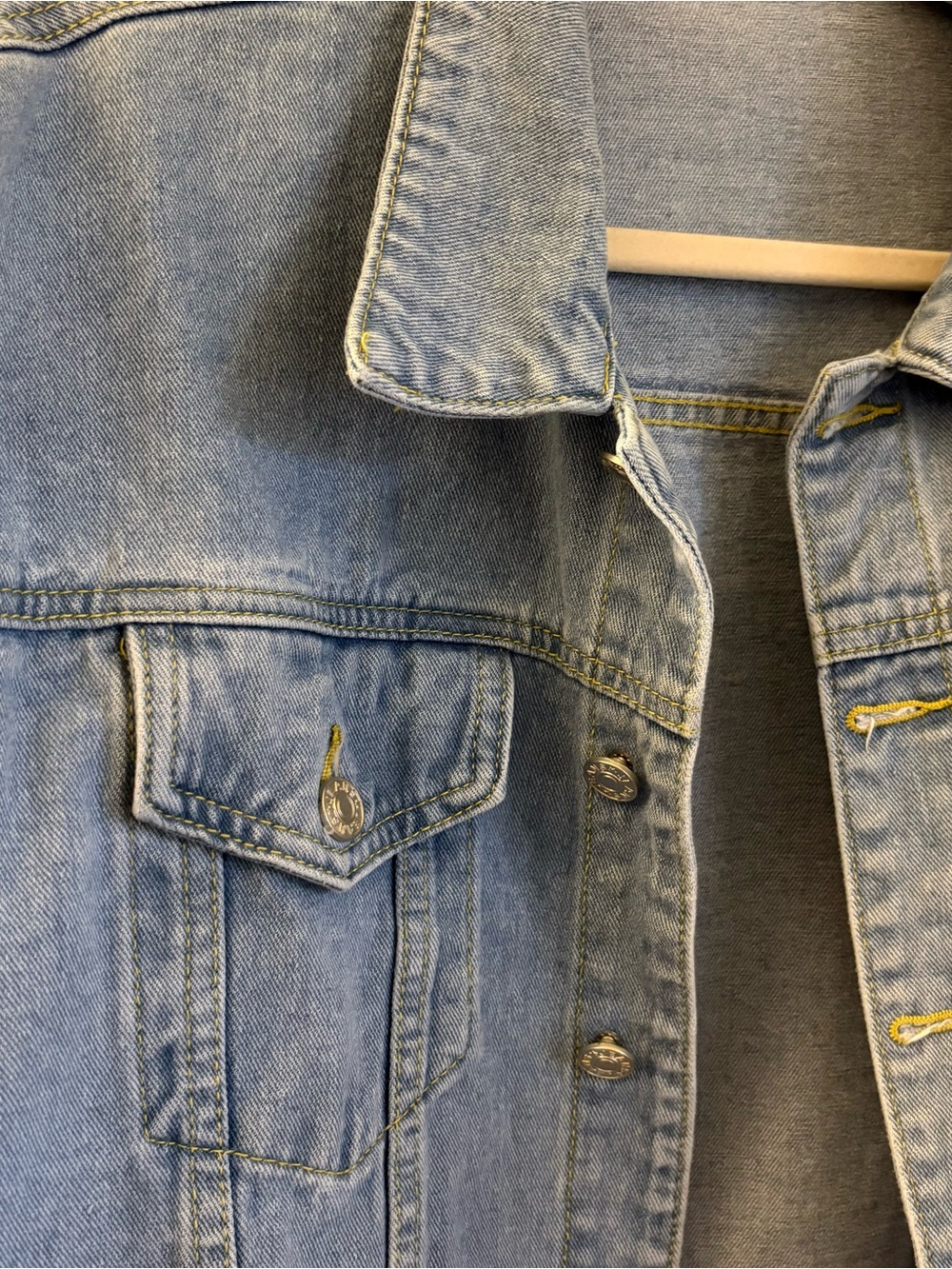 Oversized Cropped Light Wash Denim Jacket Raw Hem Inspired Heritage Americana - Picture 3 of 12